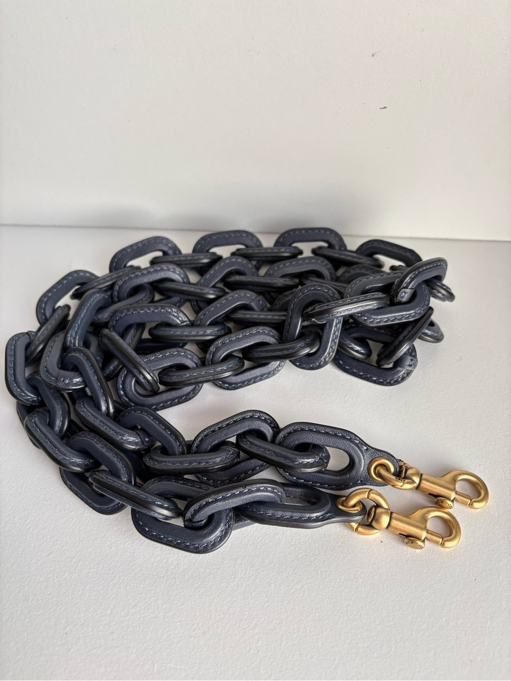 Coach Navy Blue Leather Chain Crossbody Strap